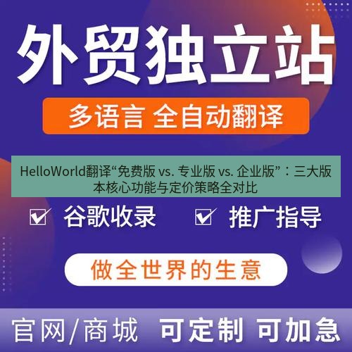 helloworld翻译官网 HelloWorld翻译“免费版 vs. 专业版 vs. 企业版”：三大版本核心功能与定价策略全对比